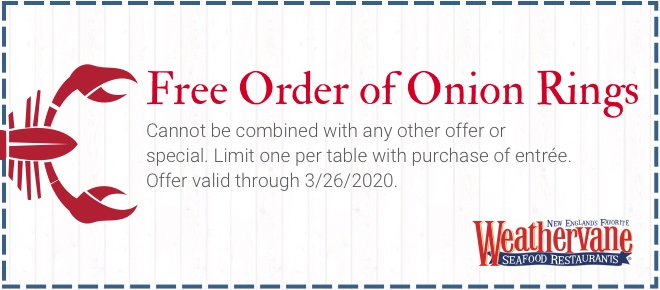 Weathervane Free Onion Rings Coupon 3 26 20